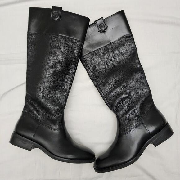 NWOT Vince Camuto Selpisa Black Leather Knee High Riding Boot Size 10 - Picture 1 of 12